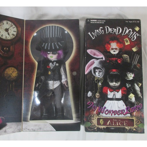 139 - 4 Mezco Living Dead Dolls 'In Wonderland' figures, 3 boxed and sealed, comprising 97371 Sadie as Ali... 