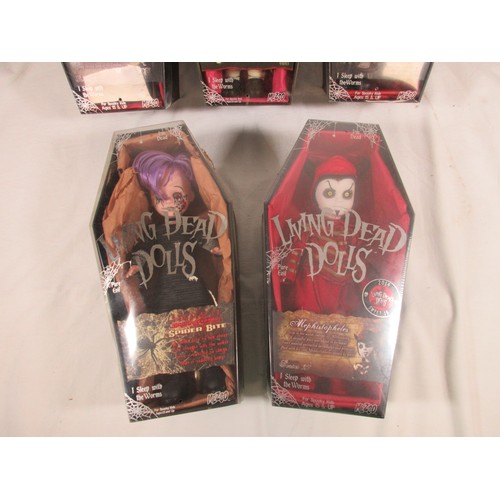 141 - 5 Mezco Living Dead Dolls comprising 93882 Scary Tales Vol 3 Gretel, 93275 Mephistopheles (sealed an... 