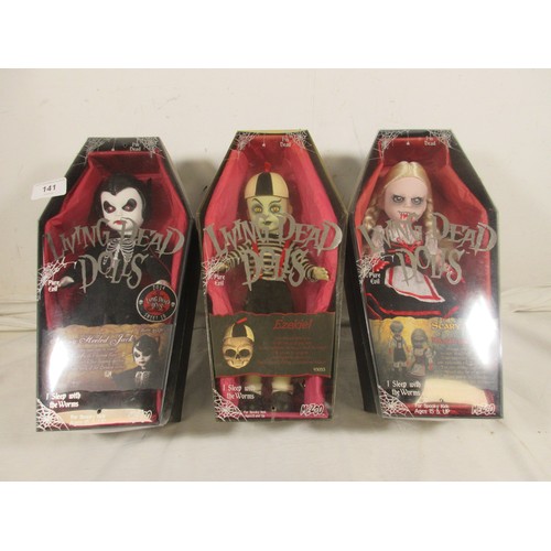 141 - 5 Mezco Living Dead Dolls comprising 93882 Scary Tales Vol 3 Gretel, 93275 Mephistopheles (sealed an... 