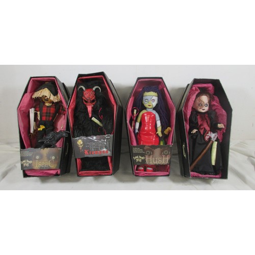 144 - 4 Mezco Living Dead Dolls comprising 99986 Isaac, 94300 Krampus, 99982 Hush & 99983 Calico, all in b... 