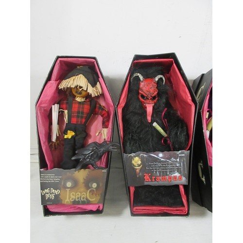 144 - 4 Mezco Living Dead Dolls comprising 99986 Isaac, 94300 Krampus, 99982 Hush & 99983 Calico, all in b... 