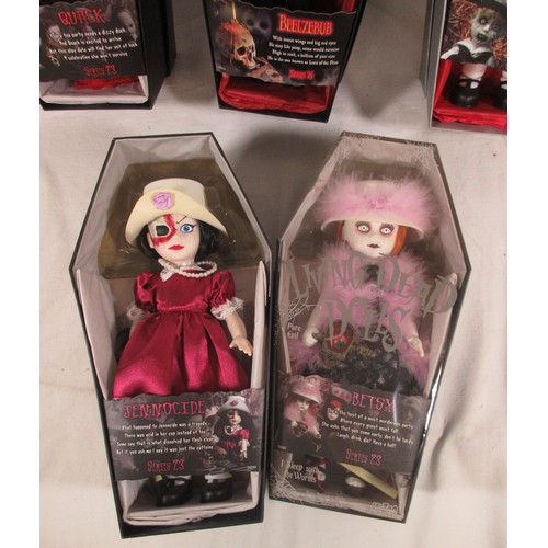 145 - 5 Mezco Living Dead Dolls comprising Series 23 93233 Jennocide, 93232 Betsy & 93234 Quack, Series 24... 