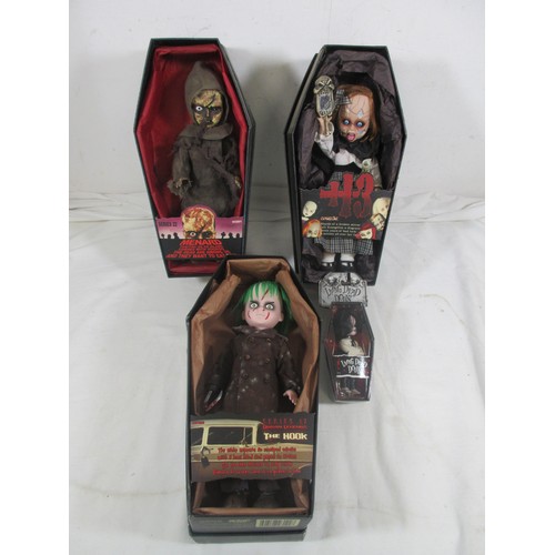 149 - 4 Mezco Living Dead Dolls comprising 93122 Series 17 The Hook, 93201 13th Anniversary Menard, 93065 ... 