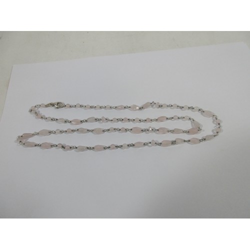159 - A sterling silver rope chain and a sterling silver necklace made from pink stones