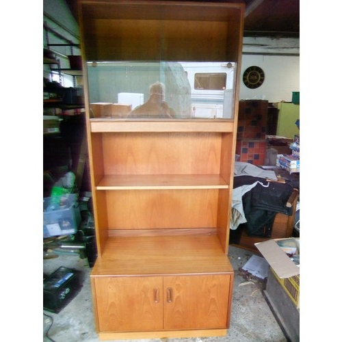 176 - A large G-Plan (E Gomme) wall unit, cupboard to base with shelves over, glazed to top, in excellent ... 