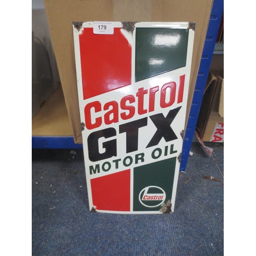 179 - An enamel sign marked with advertising for Castrol GTX oil