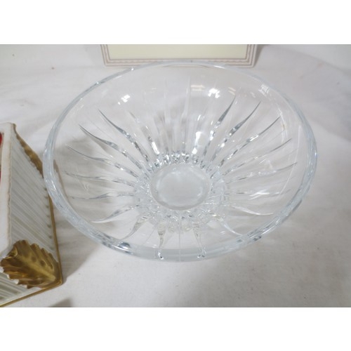 128 - A Josol ware jug ,,Lead crystal fully hand made bowl ,Portuguese ceramic jewellery box with lid and ... 