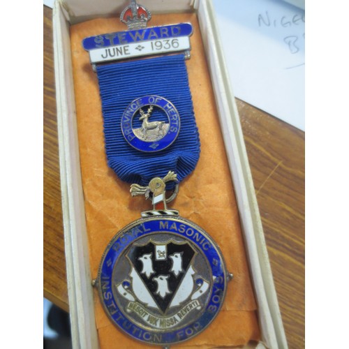 232 - A sterling silver and enamel masonic jewel - Steward June 1936 Royal Masonic Institution for Boys - ... 