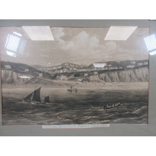 69 - An interesting Victorian print titled 'Bournemouth from the sea', showing the seafront before the co... 