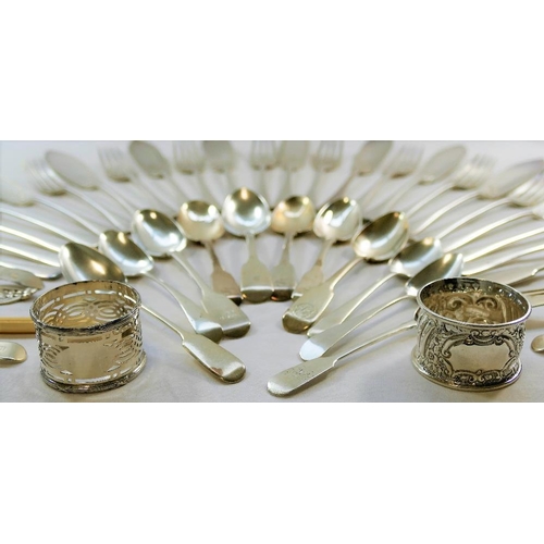 103 - A quantity of assorted 19th century and later silver cutlery including a pair of early Victorian sil... 