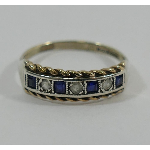 182 - A sapphire and diamond oval cluster ring, the shank stamped '925', finger size O 1/2, and a silver s... 