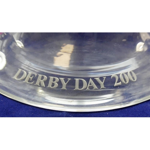 84 - A limited edition Orrefors pedestal glass bowl, entitled 'Derby Day 200', acid etched with horses an... 