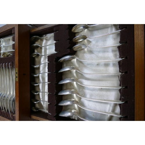 204 - An old English pattern canteen of cutlery, stamped 'Sterling Silver' for six place settings comprise... 