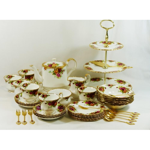 41 - A Royal Albert 'Old Country Roses' bone china tea service comprised of six each of tea cups, saucers... 