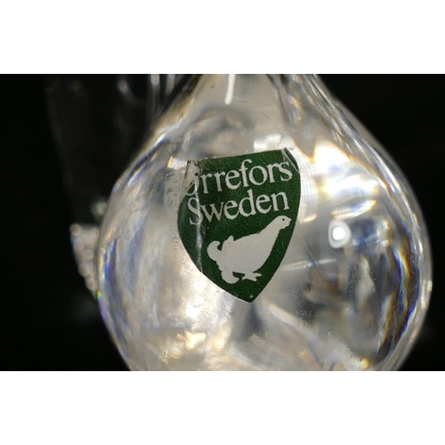 65 - A Swedish Orrefors glass figure of a glass blower, with original factory paper label, 11.4cm high