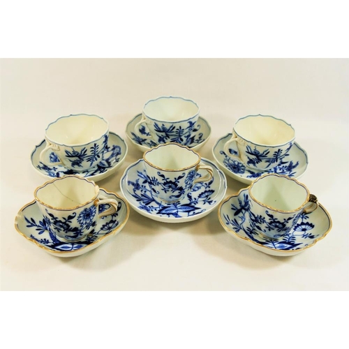 9 - A small quantity of Meissen porcelain blue and white onion pattern tea and dinner ware, comprised of... 