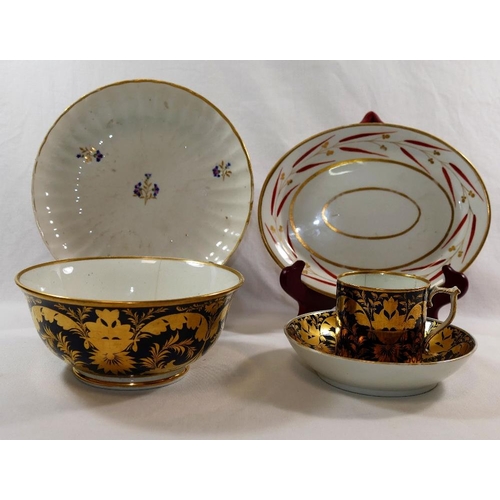 14A - Five pieces of 18th century and later Derby porcelain comprised of a matching coffee can, saucer and... 