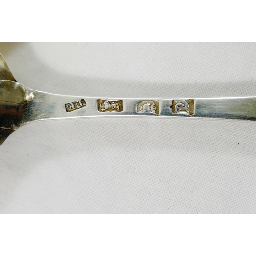 118 - A pair of George III silver fiddle pattern table spoons, London 1816 by Sarah and John William Blake... 