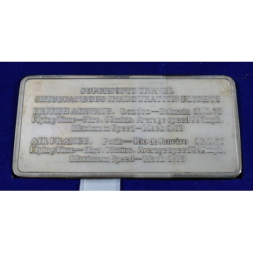 204 - Concord Interest - A Danbury Mint ingot commemorating Concorde's first flight, 21 January 1976, with... 