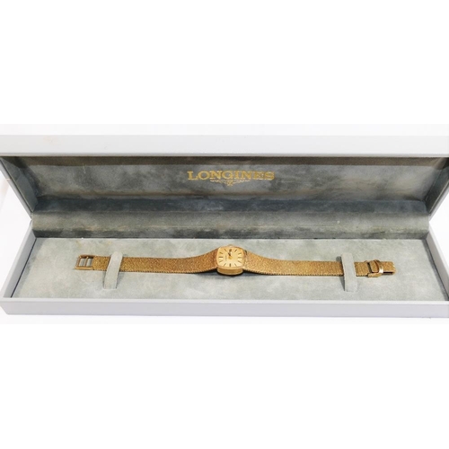 212 - A 1970's 9 carat gold cased Longines ladies bracelet watch, Birmingham 1978, with 17 jewel movement,... 