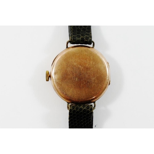 214 - A 9 carat gold cased ladies Buren wrist watch, London 1928, the white dial with Arabic numerals, wit... 