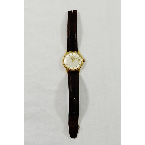 217 - A 1960's yellow metal cased gentleman's Omega Automatic Seamaster wrist watch, the champagne dial wi... 