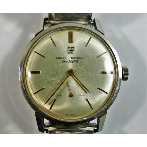 220 - A 1960's gentlemans Girard-Perregaux Sea Hawk wrist watch, the silvered dial with subsidiary seconds... 