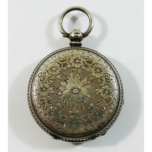 225 - A Victorian silver cased key wind pocket watch, Birmingham 1883, the case ornately decorated with ma... 