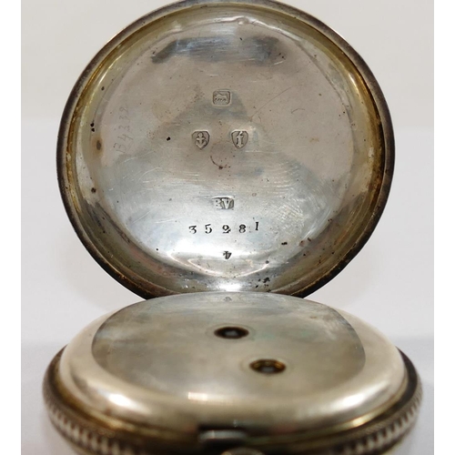 225 - A Victorian silver cased key wind pocket watch, Birmingham 1883, the case ornately decorated with ma... 