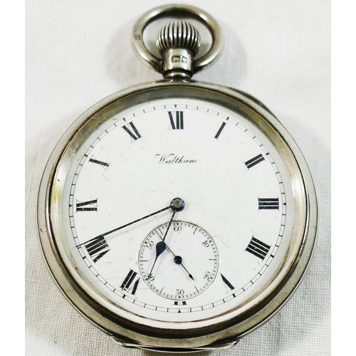 227 - A silver plated goliath pocket watch, housed in a silver mounted black morocco case with easel back,... 