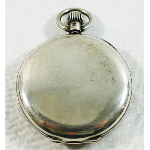 227 - A silver plated goliath pocket watch, housed in a silver mounted black morocco case with easel back,... 