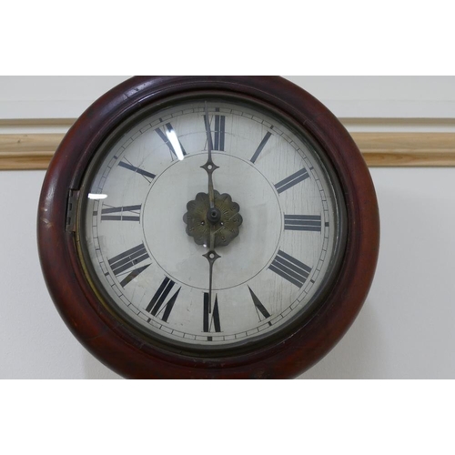 234 - An early 20th century chain driven wall clock, the circular painted face with Roman numerals, comple... 