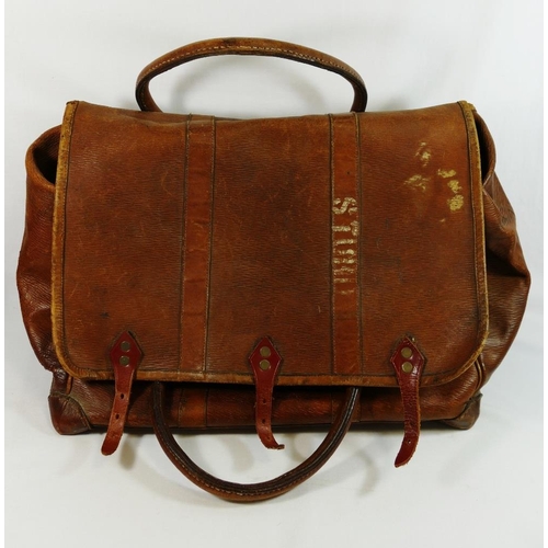 248 - Three items of vintage leather luggage comprised of a Gladstone bag, 46cm x 23cm and a pair of leath... 