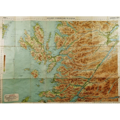 273 - A boxed set of seven Bartholemew's revised quarter inch maps of Scotland, and 'The Century Atlas and... 