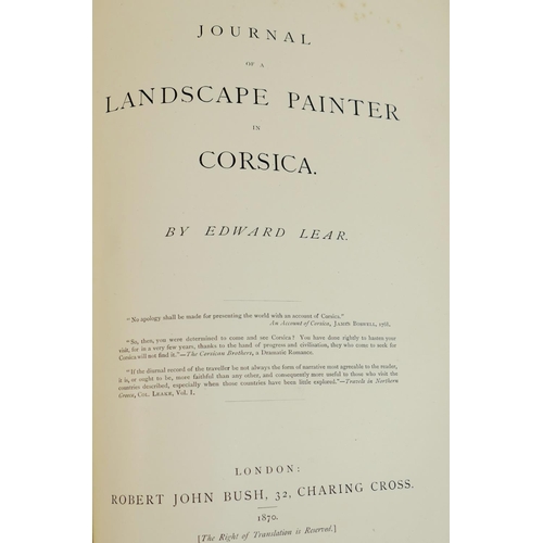 275 - Edward Lear, 'Journals of a Landscape Painter in Corsica', published by Robert John Bush, London, 18... 