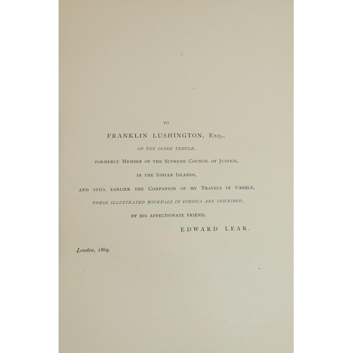 275 - Edward Lear, 'Journals of a Landscape Painter in Corsica', published by Robert John Bush, London, 18... 