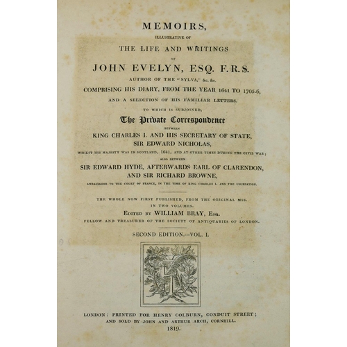 277 - William Bray (Ed): 'Memoirs illustrative of the Life and Writings of John Evelyn...' in two volumes,... 