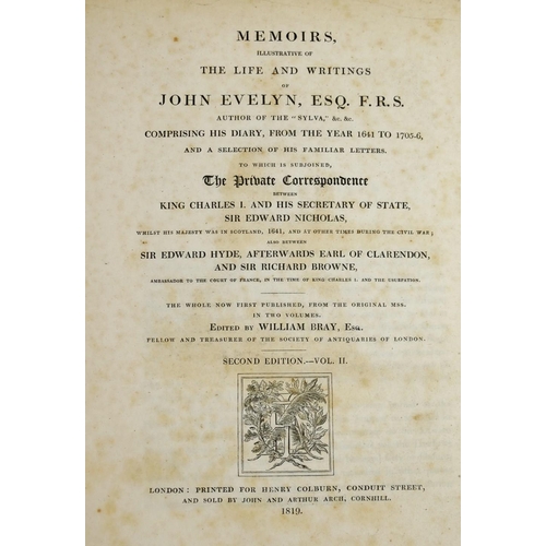 277 - William Bray (Ed): 'Memoirs illustrative of the Life and Writings of John Evelyn...' in two volumes,... 