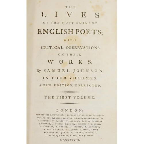 279 - Samuel Johnson, 'The Lives of the Most Eminent English Poets...', published for C. Bathurst (et al),... 