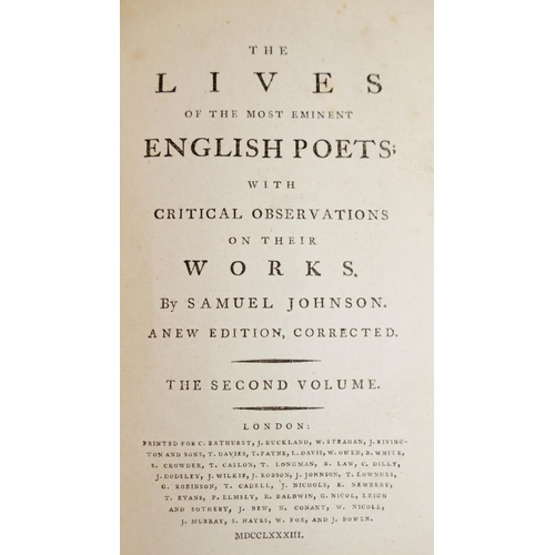 279 - Samuel Johnson, 'The Lives of the Most Eminent English Poets...', published for C. Bathurst (et al),... 