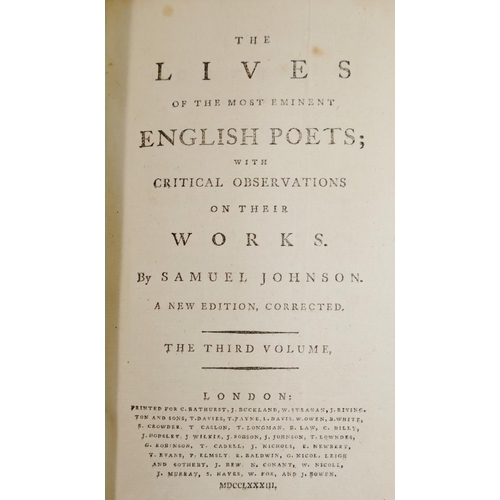 279 - Samuel Johnson, 'The Lives of the Most Eminent English Poets...', published for C. Bathurst (et al),... 