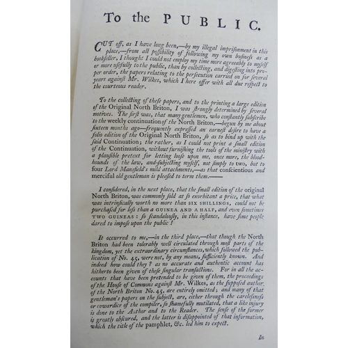 281 - 'The North Briton', Vol I, part I and II, printed for W. Bingley, 1769.  The North Briton was an 18t... 