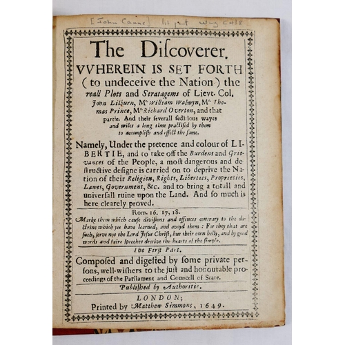 282 - Levellers and English Civil War interest - 'The Discoverer.  Wherein is set forth (to undeceive the ... 