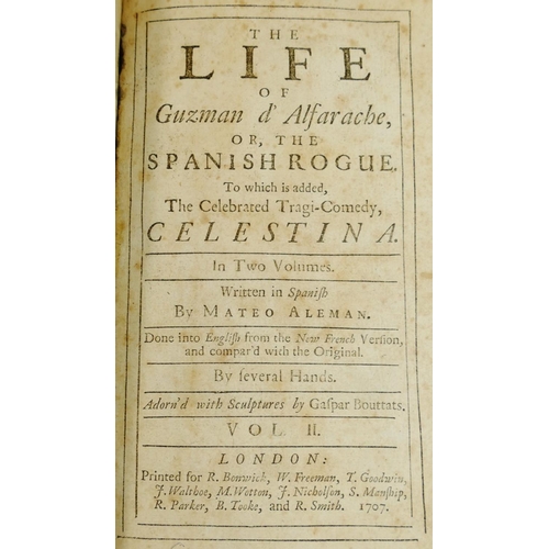 285 - Mateo Aleman, 'The Life of Guzman d'Alfarache, or the Spanish Rogue', in two volumes, printed by R. ... 