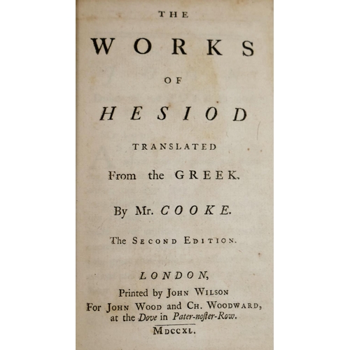 287 - 'The works of Hesiod', second edition, translated from the Greek by Thomas Cooke, printed by John Wi... 