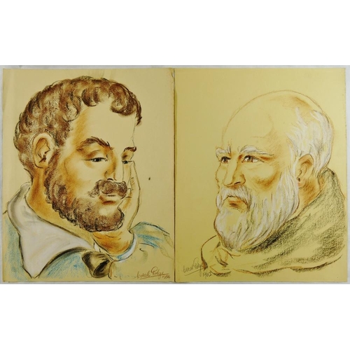 292 - Coral Polge (1924-2001)+ Two portraits of men Pastel on paper Signed and dated 1956 and 1962 32.5cm ... 