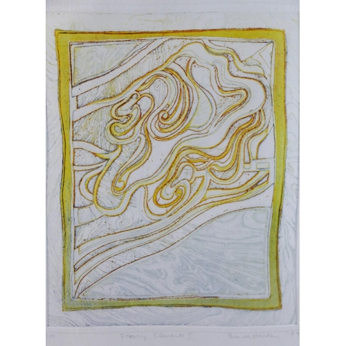 296 - Brenda Hartill (b.1943)+ 'Flowing Elements I' Embossed etching Signed, titled and numbered 3/100 to ... 