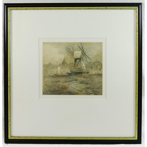 297 - Charles J Smart (19th and 20th century British)+ A windmill Pencil sketch Signed lower right 13cm x ... 