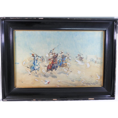 303 - Edward Aubrey Hunt (1855-1922) Moroccan Horsemen Watercolour Signed lower right 36cm x 56cm Framed a... 