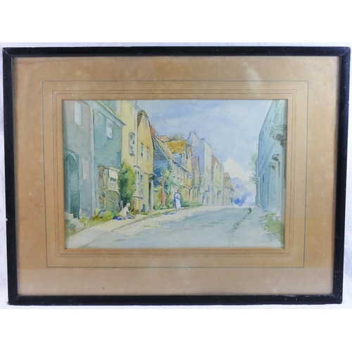 305 - Frederick Charles Winby (1875-1959)+ Street scene Watercolour Signed lower right 23cm x 34cm Framed ... 